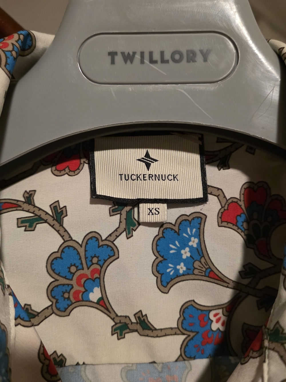 Tuckernuck Cream Shirtdress with Blue & Red Floral Print - Picture 2 of 2